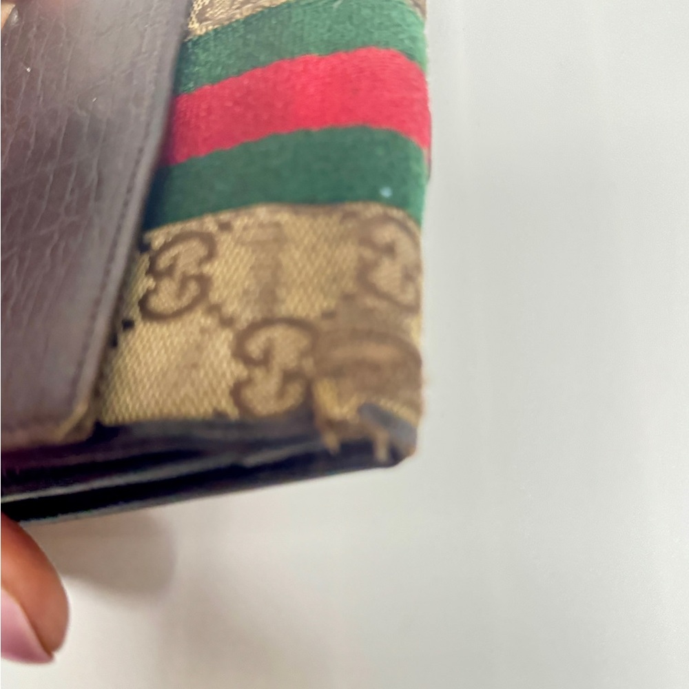 Gucci Brown and Green Monogram Wallet - Picture 9 of 11
